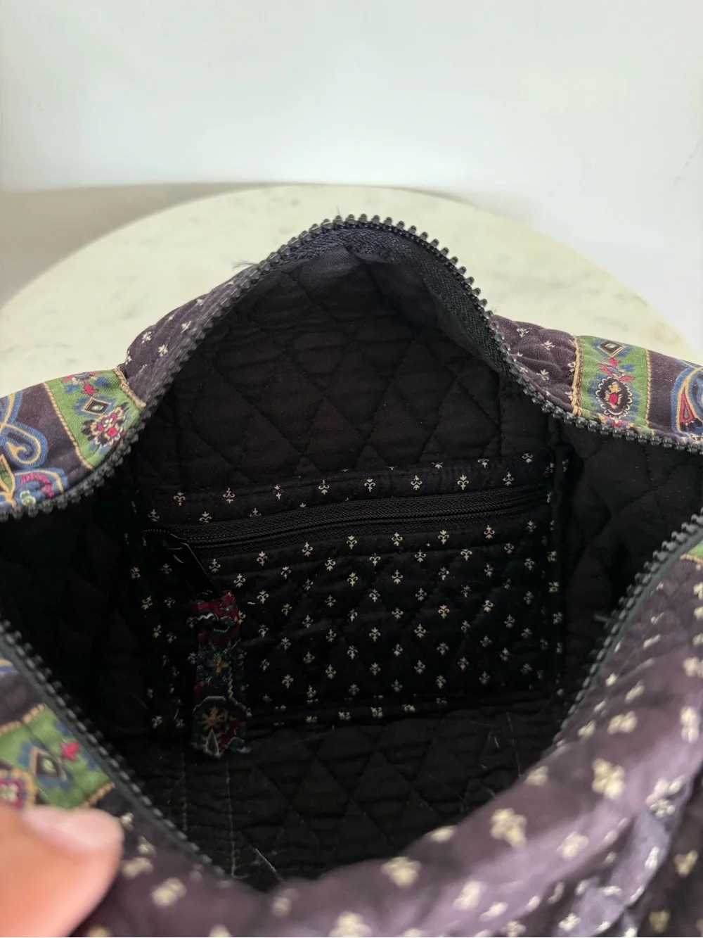 Rare VTG Vera Bradley INDIANA 1990 Black Iconic Small Duffle Purse Made USA
